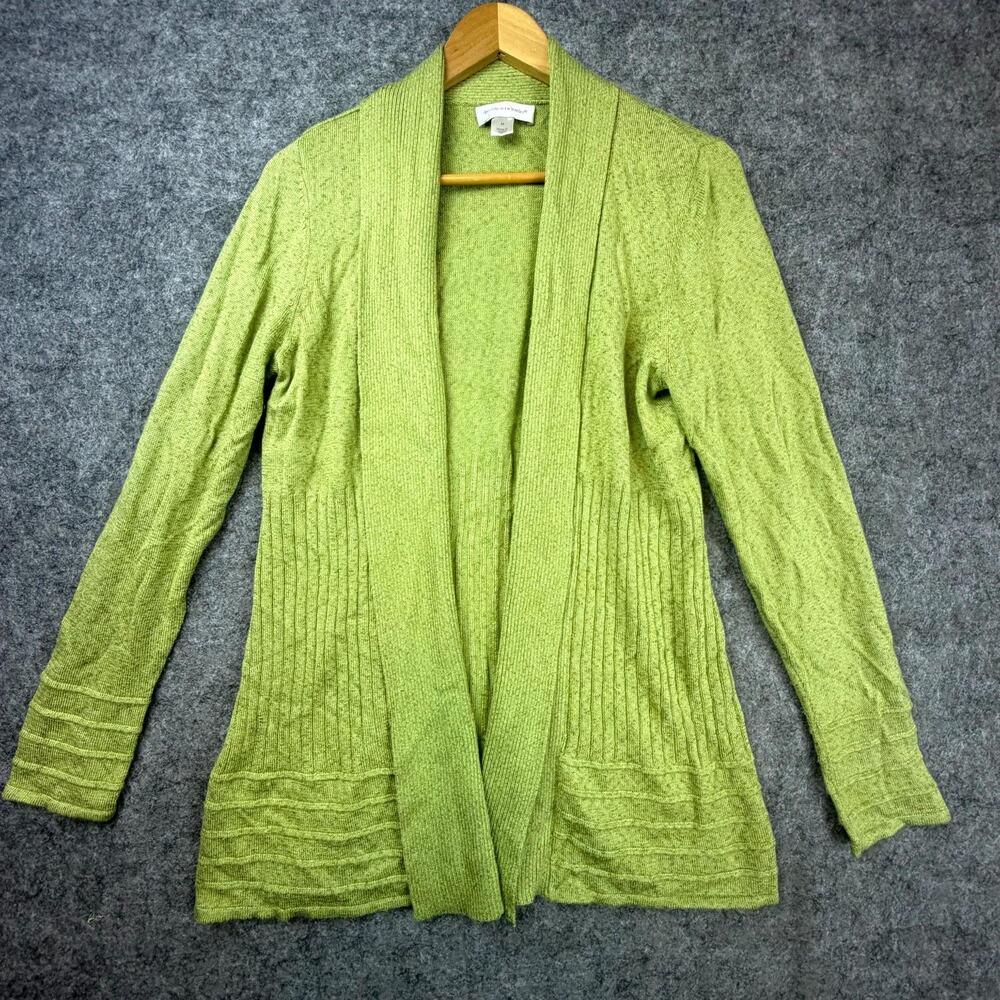 Christopher & Banks Cardigan Sweater Womens Medium Green Coastal Grandma Y2K 90s